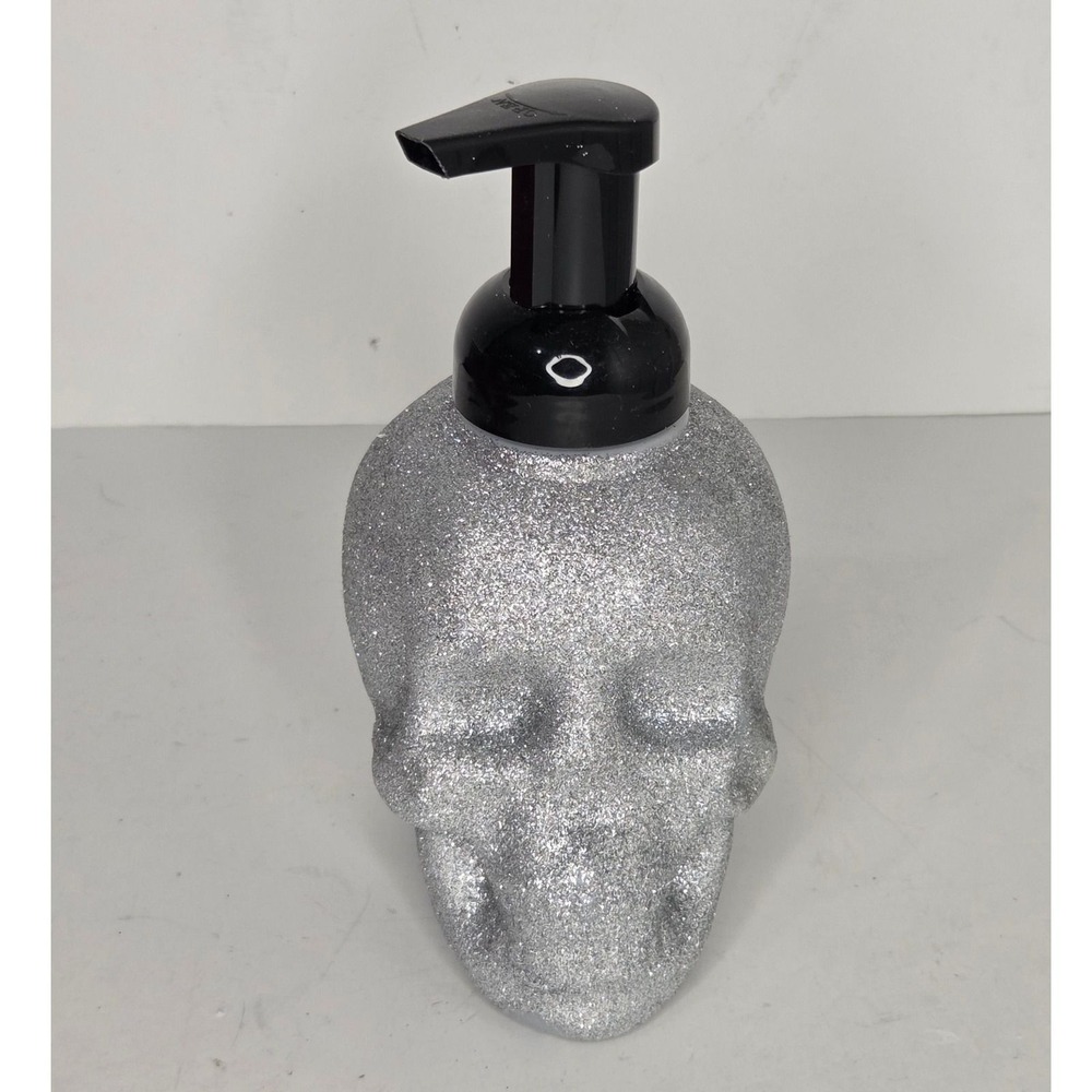 Silver‎ Glitter Skull Halloween Soap Pump Dispenser